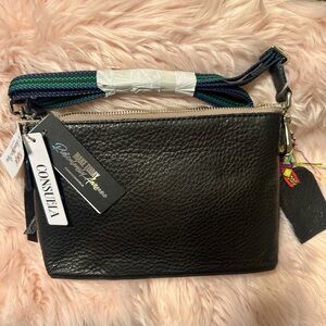 Consuela Black Leather Crossbody Bag